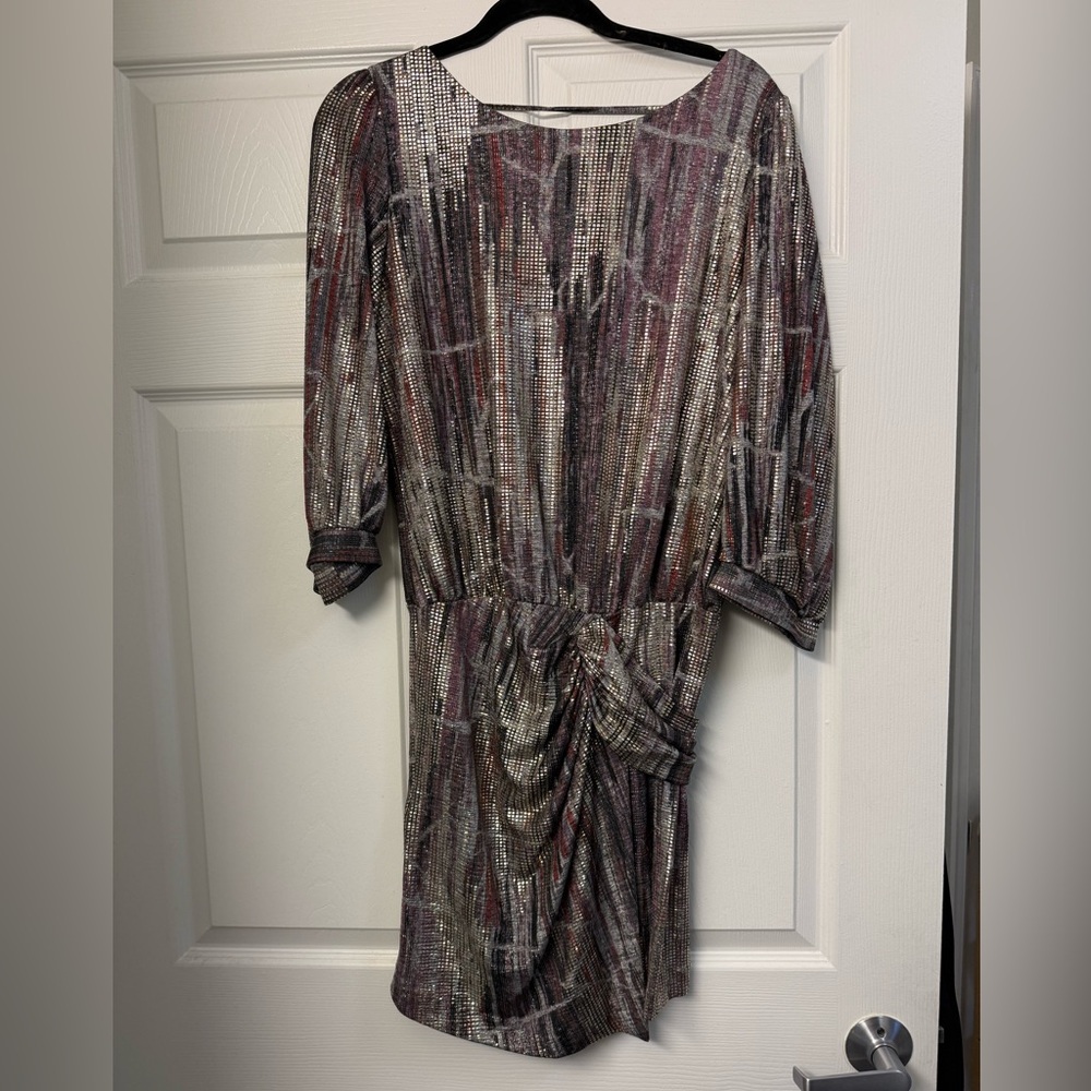 ba&sh Long Sleeve Dress in Black and Gray